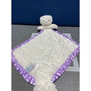 My Banky Satin Trim Purple Teddy  Bear Security Blanket Baby Lovey Plush